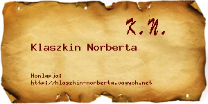 Klaszkin Norberta névjegykártya